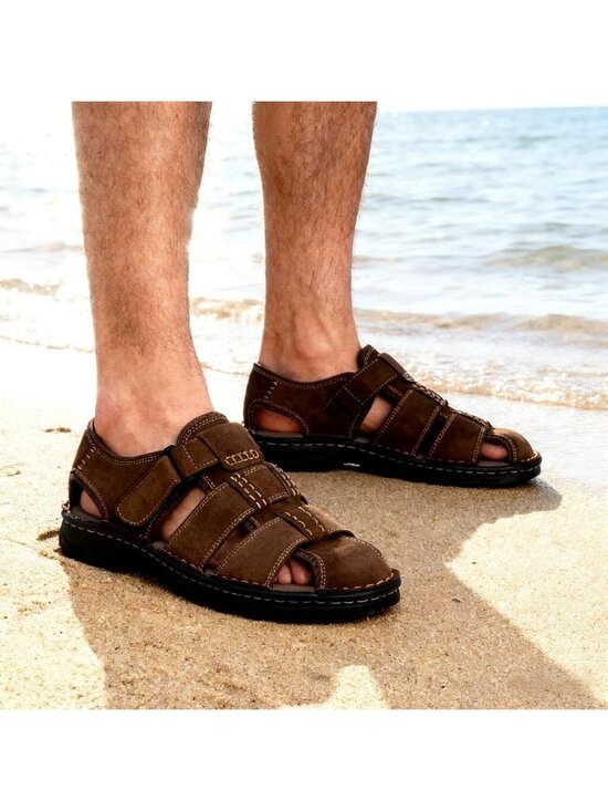 Men\'s Brown Sandals Leather Open Toe Beach Sandal Outdoor Sport Hiking main image 6